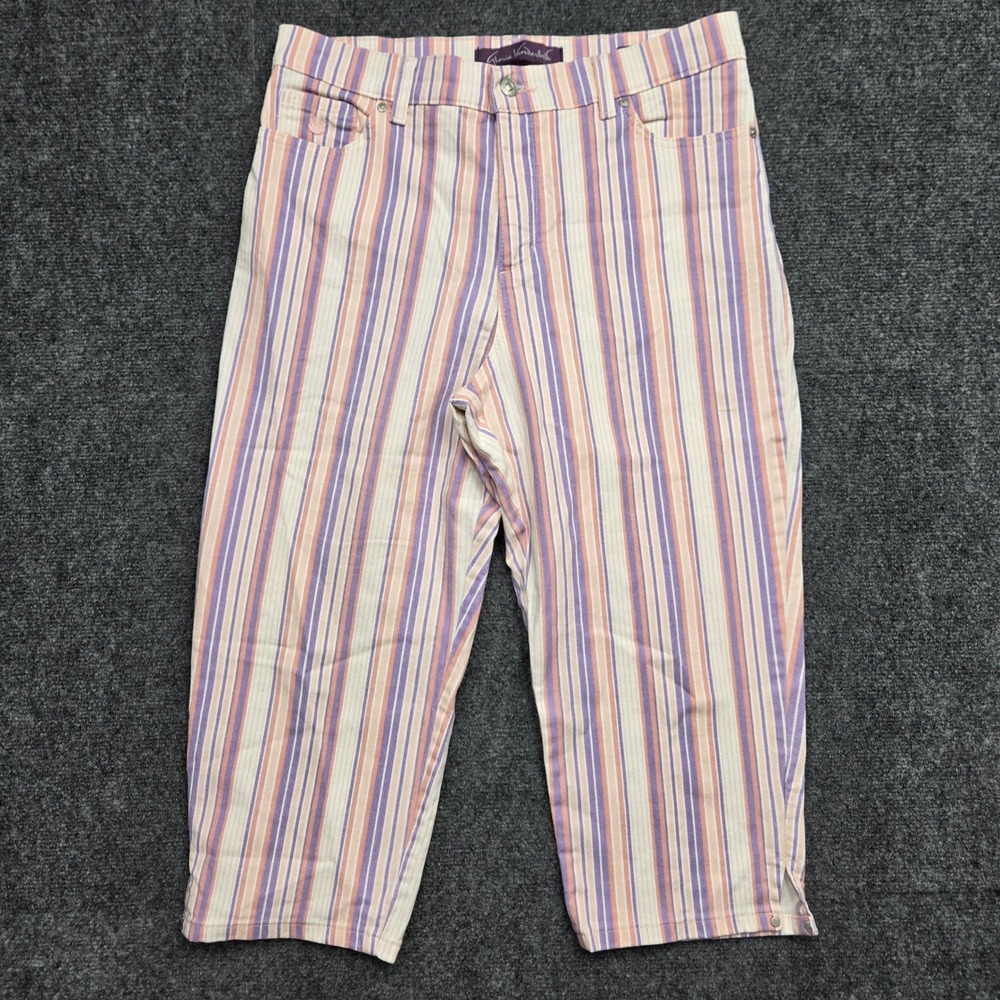 Gloria Vanderbilt Amanda Striped Capri Pants Womens Size 12 33x20 Cropped